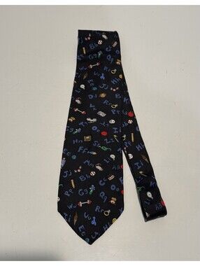 Mens The Save The Children Collection Tie Crazy Alphabet 100%Silk